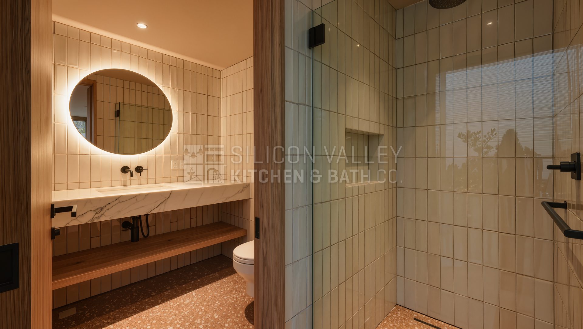 Basement guest bath, no window (San Francisco) — Silicon Valley Kitchen & Bath Co.